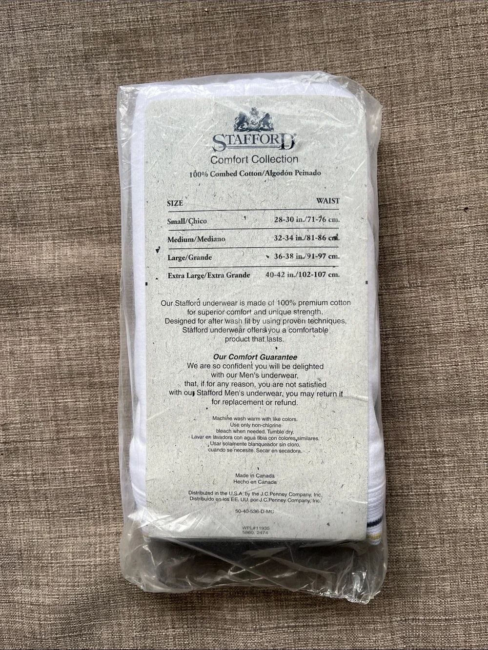 Vintage Stafford Comfort 100% Cotton Mid-Rise Briefs Underwear 3 Pack XL 40-42